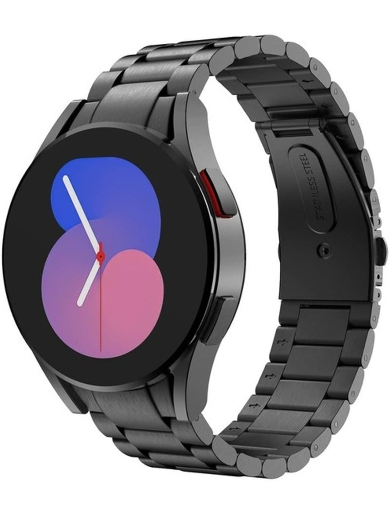 ELTRAZONE Black Stainless Steel Metal Band for Samsung Galaxy Watch - No-Gap Design for 7FE, 6, 5, 4 (40mm, 44mm), 5 Pro (45mm), 6 Classic (43mm, 47mm), and 4 Classic (42mm, 46mm) Models  - Image 1