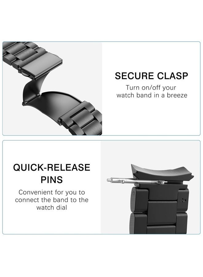 ELTRAZONE Black Stainless Steel Metal Band for Samsung Galaxy Watch - No-Gap Design for 7FE, 6, 5, 4 (40mm, 44mm), 5 Pro (45mm), 6 Classic (43mm, 47mm), and 4 Classic (42mm, 46mm) Models  - Image 4