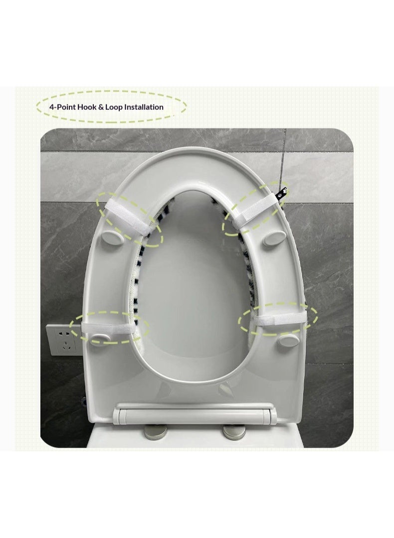غطاء مقعد المرحاض برسومات كرتونية لطيفة، لاصق، مناسب للاستخدام المنزلي في فصلي الخريف والشتاء، غطاء مقعد المرحاض سميك مخطط - Image 4