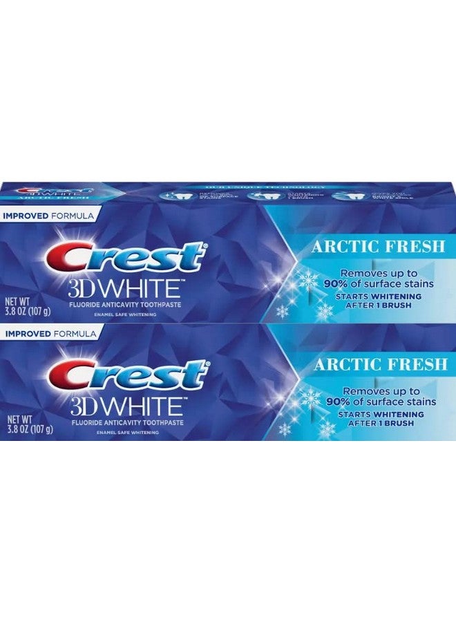 كرست معجون أسنان كريست ثري دي وايت أركتيك فريش لتبييض الأسنان، 3.8 أونصة (107 غرام) - عبوة من قطعتين - Image 1