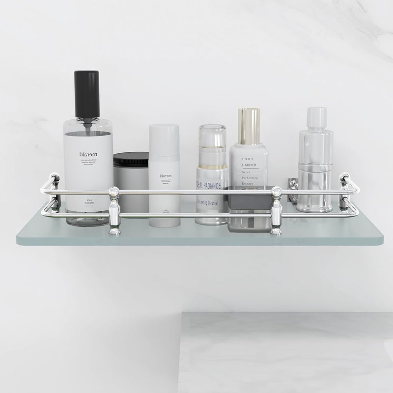 Fortune Multi-Purpose Wall Hung (Frosted) Glass Front Bathroom Shelf with Wall Brackets, Storage Holder, 12 x 6 Inch - (Pack of 3) - Image 5