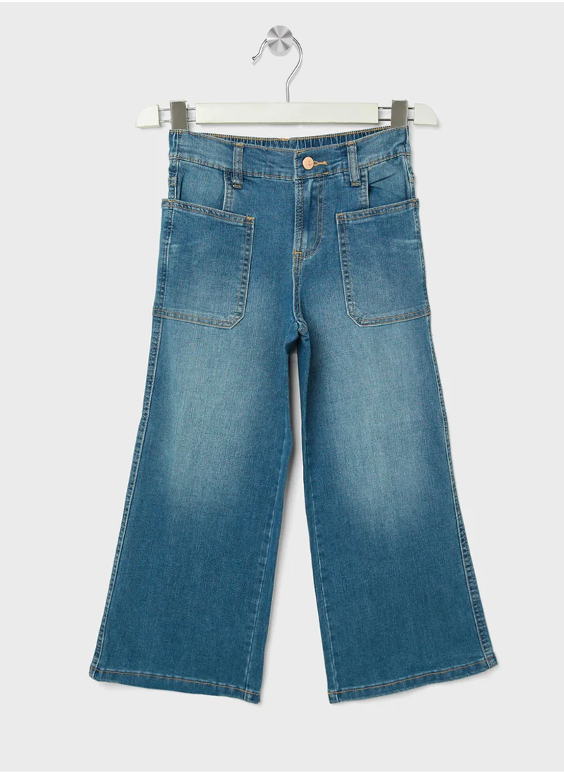 Ripples Girls Wide-Leg Denim Jeans