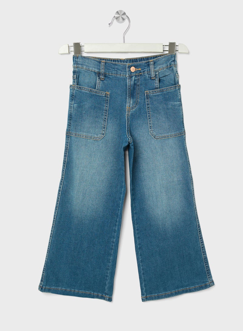 ريبلز مع نمشي جينز بناتي واسع الساق من الدنيم - Image 1