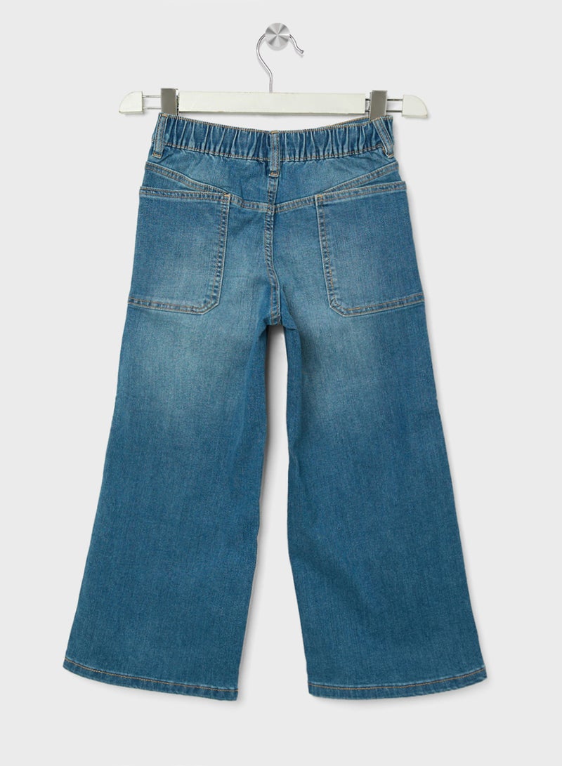 ريبلز مع نمشي جينز بناتي واسع الساق من الدنيم - Image 2