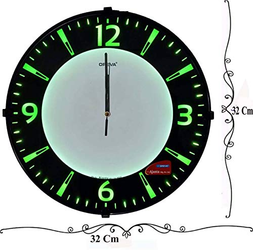 Oreva Back Light Round Plastic Analog Wall Clock (32 cm x 32 cm x 4 cm, Green LED, AQ 1667) - Image 3