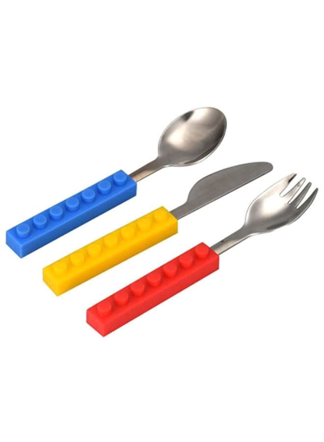 نيبمينينت طقم أدوات مائدة بتصميم مكعبات البناء ليجو مكون من 3 قطع متعدد الألوان 15 x 1.5سنتيمتر