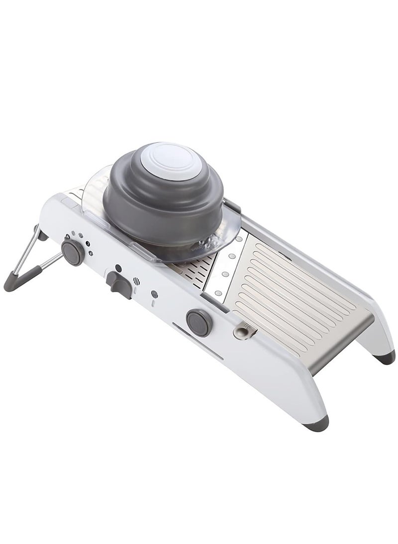 بن شيهون أبو عمر كو قطاعة ماندولين جامبو مع حامل لتقطيع الفواكه والخضروات 18 شكل مصنوعة من الفولاذ المقاوم للصدأ - Image 1