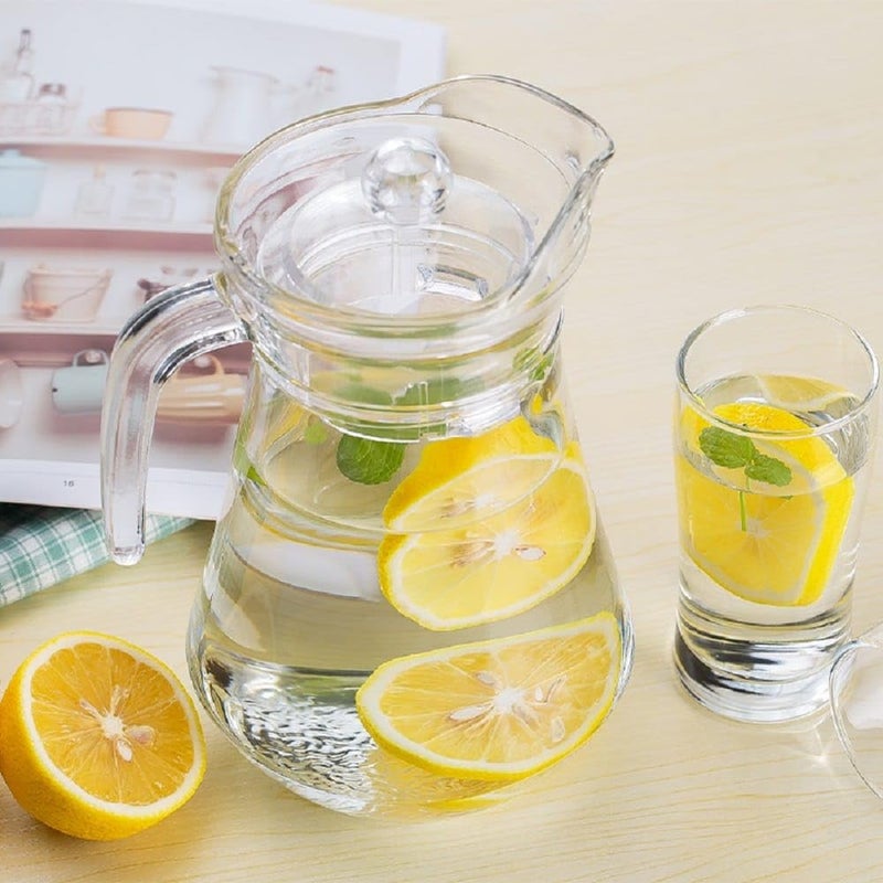 Glass Jug with Lid, 1.1L, Multipurpose Jug, Easy Pour Spout & Strong Handle, Transparent Beverage Carafe for Home, Office, Pitcher for Serve Water, Milk, Juice, Beverage, Lassi, Cocktail (1, Duck Jug)  - Image 1