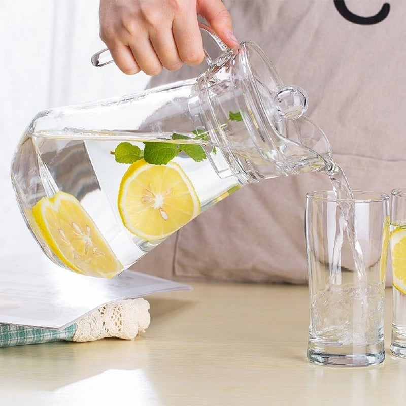 Glass Jug with Lid, 1.1L, Multipurpose Jug, Easy Pour Spout & Strong Handle, Transparent Beverage Carafe for Home, Office, Pitcher for Serve Water, Milk, Juice, Beverage, Lassi, Cocktail (1, Duck Jug)  - Image 4