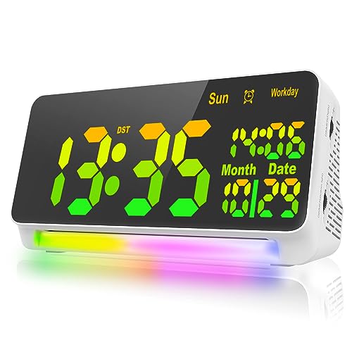 PERSUPER [120db Super Loud] Alarm Clocks for Bedrooms, 15 Wake Up Sounds, 7 Color Night Light, Dynamic RGB Color Changing, 0-100% Dimmer, Snooze, Large LED Display, Digital Clock for Heavy Sleepers Adults - Image 1