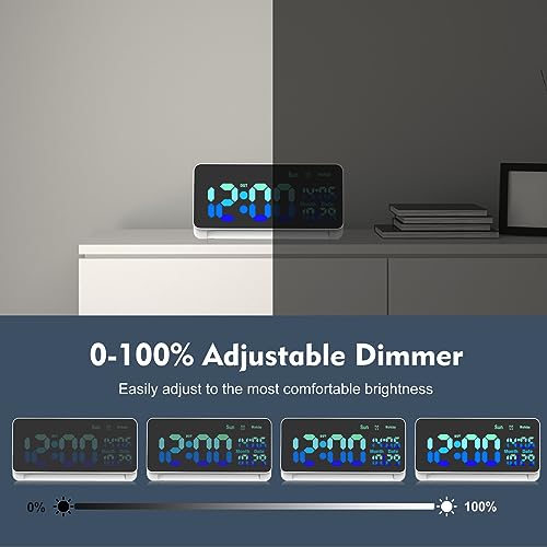 PERSUPER [120db Super Loud] Alarm Clocks for Bedrooms, 15 Wake Up Sounds, 7 Color Night Light, Dynamic RGB Color Changing, 0-100% Dimmer, Snooze, Large LED Display, Digital Clock for Heavy Sleepers Adults - Image 5