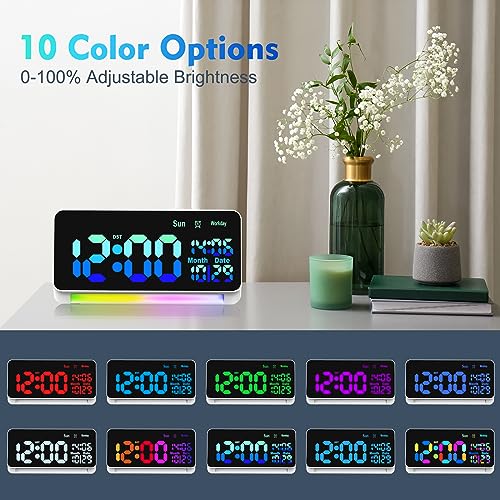 PERSUPER [120db Super Loud] Alarm Clocks for Bedrooms, 15 Wake Up Sounds, 7 Color Night Light, Dynamic RGB Color Changing, 0-100% Dimmer, Snooze, Large LED Display, Digital Clock for Heavy Sleepers Adults - Image 3