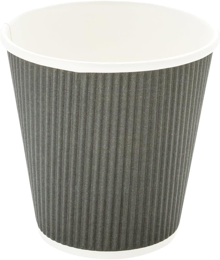 Restaurantware 500-CT Disposable Gray 8-OZ Hot Beverage Cups with Ripple Wall Design: No Need for Sleeves - Perfect for Cafes - Eco-Friendly Recyclable Paper - Insulated - Wholesale Takeout Coffee Cup - Image 5