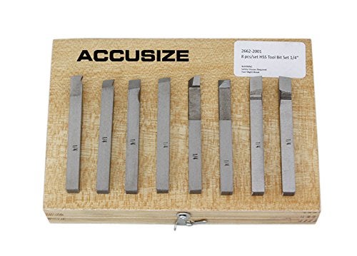 Accusize Industrial Tools 1/4'' 8 Pc H.S.S. Tool Bit Set, Pre-Ground for Turning and Facing Work, 2662-2001 - Image 3