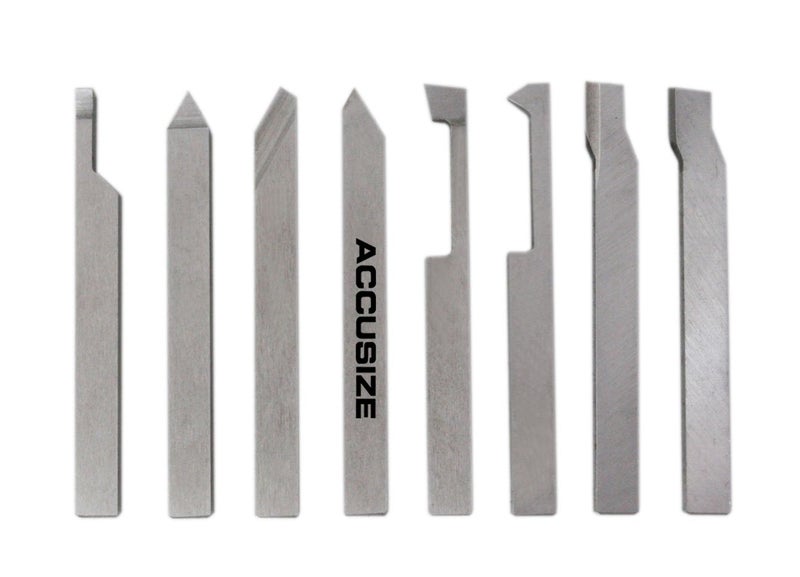 Accusize Industrial Tools 1/4'' 8 Pc H.S.S. Tool Bit Set, Pre-Ground for Turning and Facing Work, 2662-2001 - Image 1
