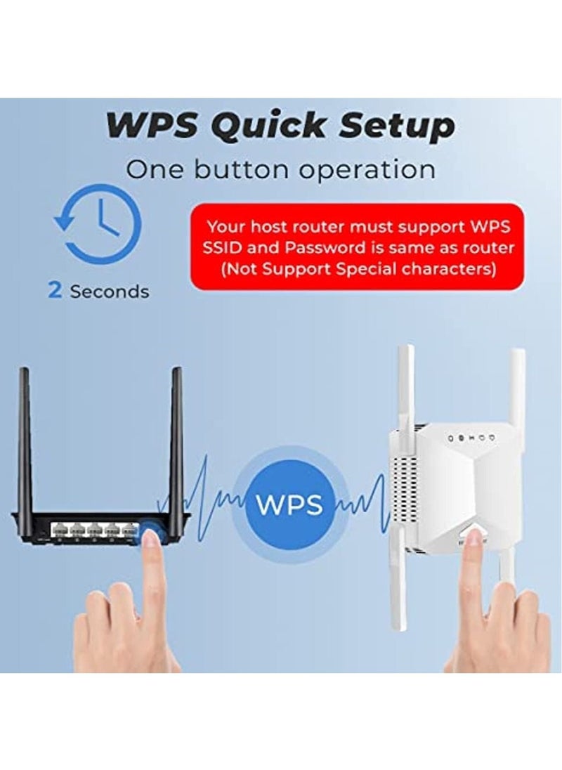WiFi Booster WiFi Extender Booster 1200Mbps WiFi Booster Range Extender 5GHz 2.4GHz with 1 Ethernet Port 4 Antennas Repeater/Router/AP Mode