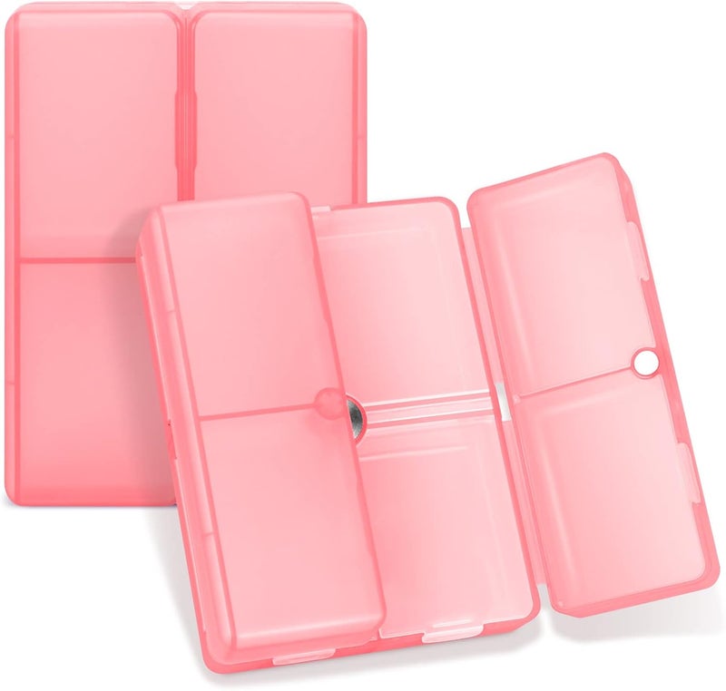 FYY Daily Pill Organizer, 7 Compartments Portable Pill Case Travel Pill Organizer,[Folding Design]Pill Box for Purse Pocket to Hold Vitamins,Cod Liver Oil,Supplements and Medication-Clear Red - Image 1