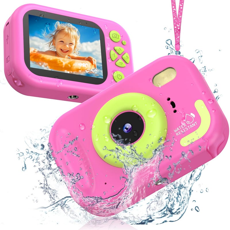 Usteetic Kids Camera Waterproof IP68 Underwater Camera for Kids Aged 312 HD Kids Digital Camera with 1080P Video Recording Durable ABS Material Pool Toys for Boys Girls with 32GB Card Pink - Image 2
