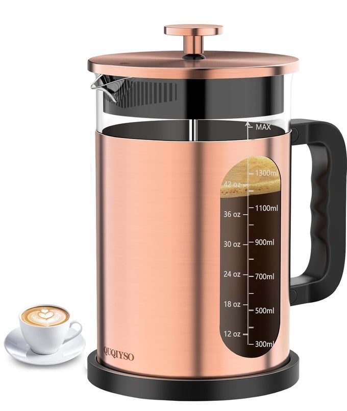 FRENCH PRESS COFFEE MAKER 51OZ 304 STAINLESS STEEL FRENCH PRESS WITH 4 FILTER BOROSILICATE GLASS COFFEE PRESS