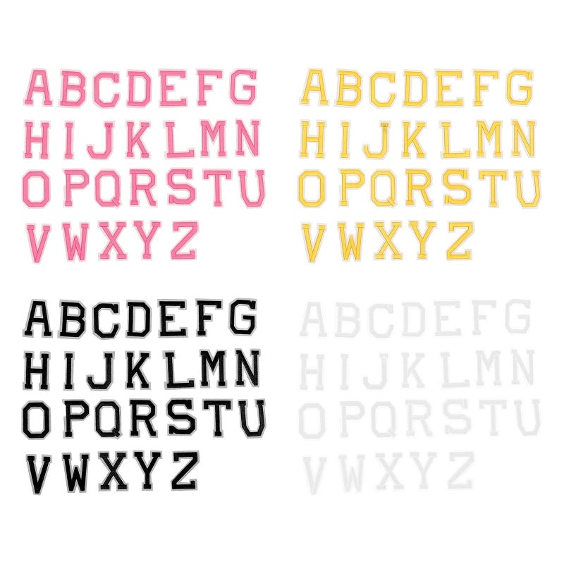 Iron On Embroidered Alphabet Sewing Patches Set Of 104 For Clothing Repair DIY Decoration White Pink Black Yellow - Image 2