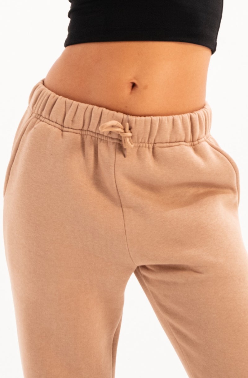 Justever Relaxed Fit Raised Fleece Lined Mink Women's Sweatpants - Echo  - Image 4