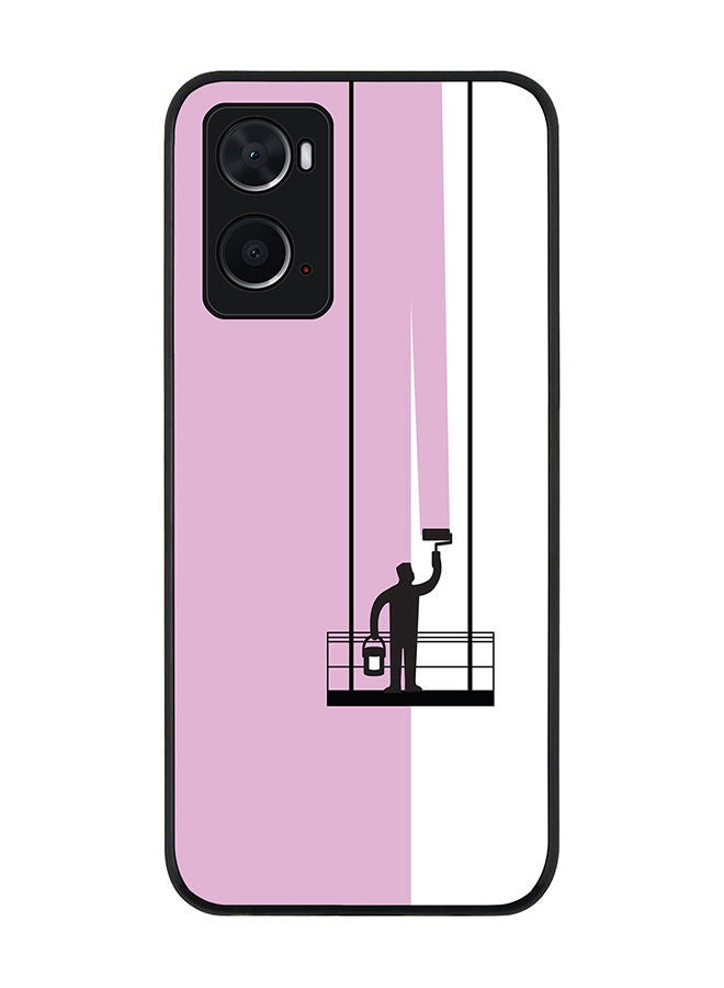 Stylizedd Rugged Black edge case for Oppo A96 4G/A36/A76 Slim fit Soft Case Flexible Rubber Edges Anti Drop TPU Gel Thin Cover - Paint Hanger (Pink) - Image 1