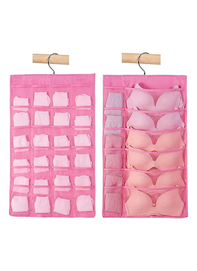 Generic Dual Sided Wall Closet Hanging Organizer Storage With Mesh Pockets For Underwear Bra Underpants Socks With Metal Hook 