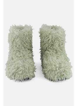 CHARLES & KEITH Women Furry Ankle Boots, Mint Green  - Image 3