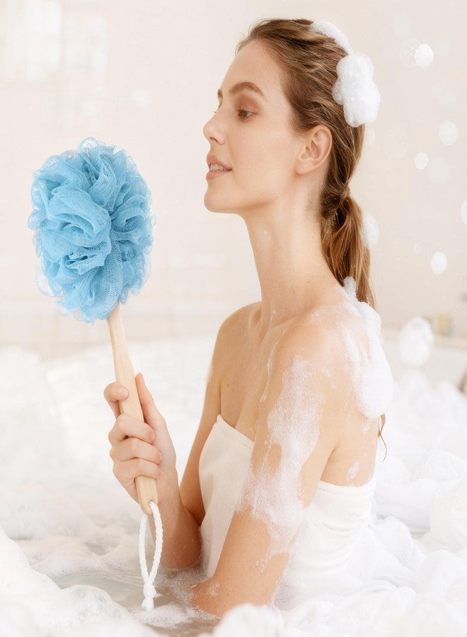 xozeooeu 12 Pcs Loofah Back Scrubber with Long Handle, Shower Brush with Soft PE Mesh, 4 Colors Body Bath Sponge for Men and Women Spa - Image 5