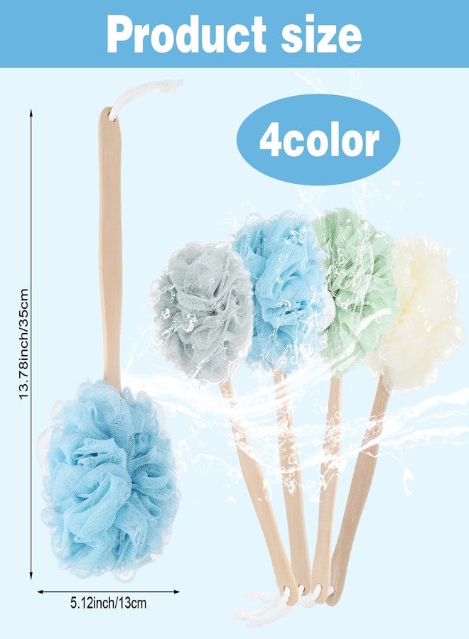 xozeooeu 12 Pcs Loofah Back Scrubber with Long Handle, Shower Brush with Soft PE Mesh, 4 Colors Body Bath Sponge for Men and Women Spa - Image 2