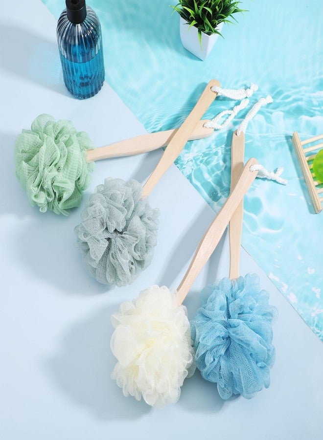 xozeooeu 12 Pcs Loofah Back Scrubber with Long Handle, Shower Brush with Soft PE Mesh, 4 Colors Body Bath Sponge for Men and Women Spa - Image 4