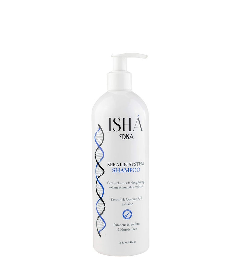 ISHA DNA Keratin Treatment System Shampoo - Sulfate and Paraben-Free, Coconut Oil Infused for All Hair Types (16 Fl oz) - Image 1