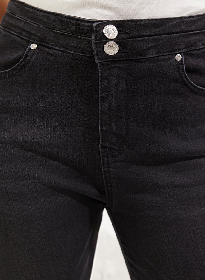 trendyol Black Button Detail High Waist Skinny Jeans - Image 4