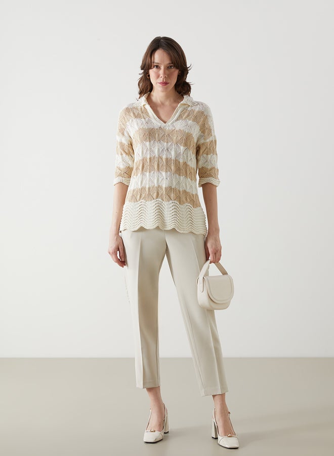 LC WAIKIKI Polo Neck Striped Women's Knitwear Sweater - Image 2
