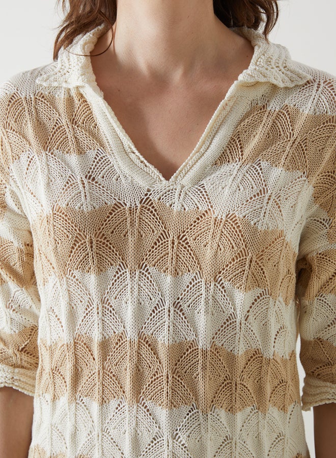 LC WAIKIKI Polo Neck Striped Women's Knitwear Sweater - Image 3