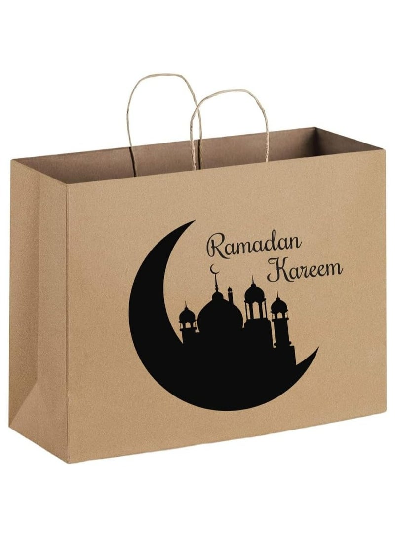 PRINTSHOP4ME 25Pcs Ramadan Kareem Kraft Brown Paper Gift Bags With Twisted Paper Handle Eco-Friendly ReUseable Biodegradeable Bags -Shopping Bag  - Image 1