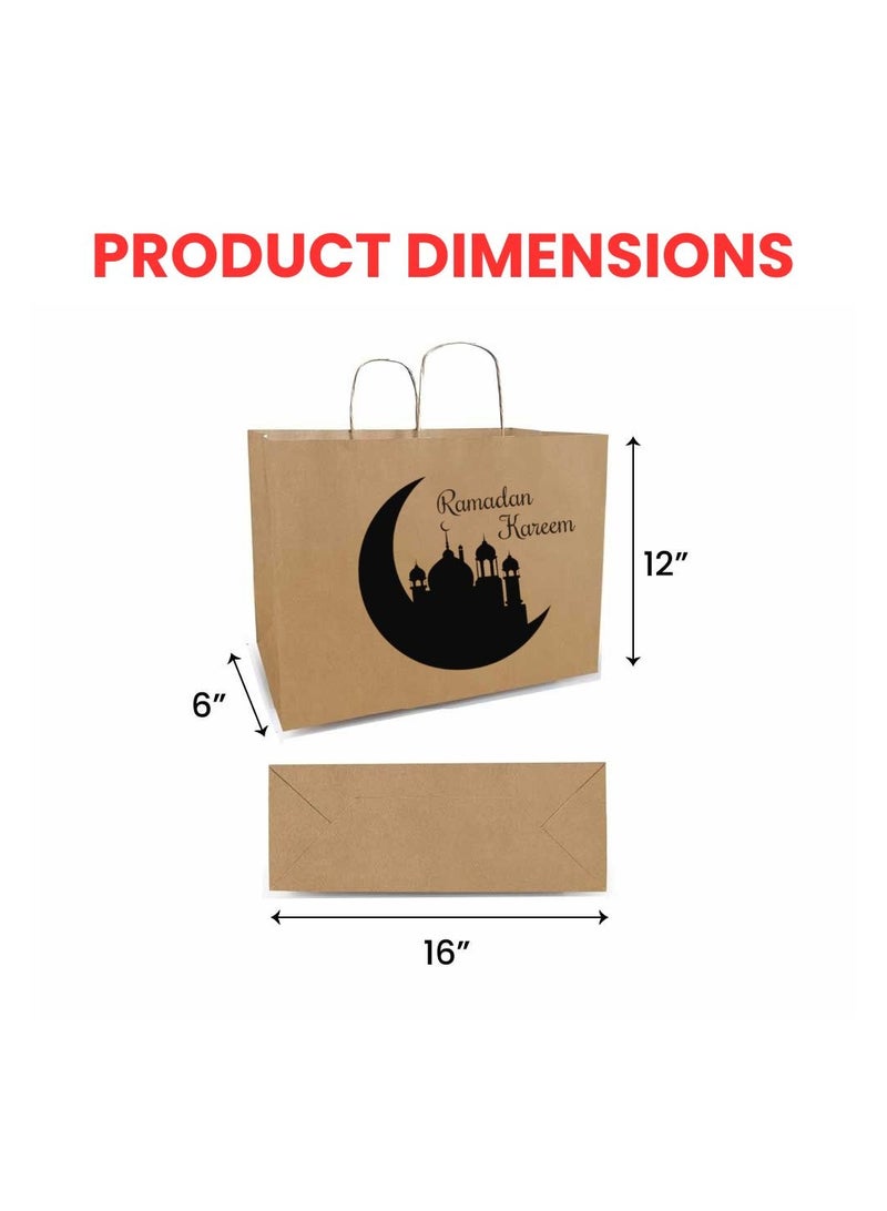 PRINTSHOP4ME 25Pcs Ramadan Kareem Kraft Brown Paper Gift Bags With Twisted Paper Handle Eco-Friendly ReUseable Biodegradeable Bags -Shopping Bag  - Image 3