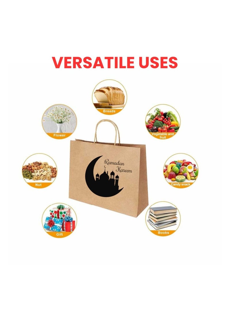 PRINTSHOP4ME 25Pcs Ramadan Kareem Kraft Brown Paper Gift Bags With Twisted Paper Handle Eco-Friendly ReUseable Biodegradeable Bags -Shopping Bag  - Image 4