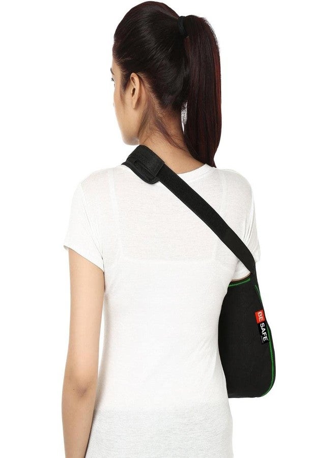 BESAFE Forever Arm Supporter Arm Sling Pouch Belt with Elbow Support, Arm Immobilizer Brace for Fracture, Sprain, Dislocation and Pain Relief (L, Black) - Image 2