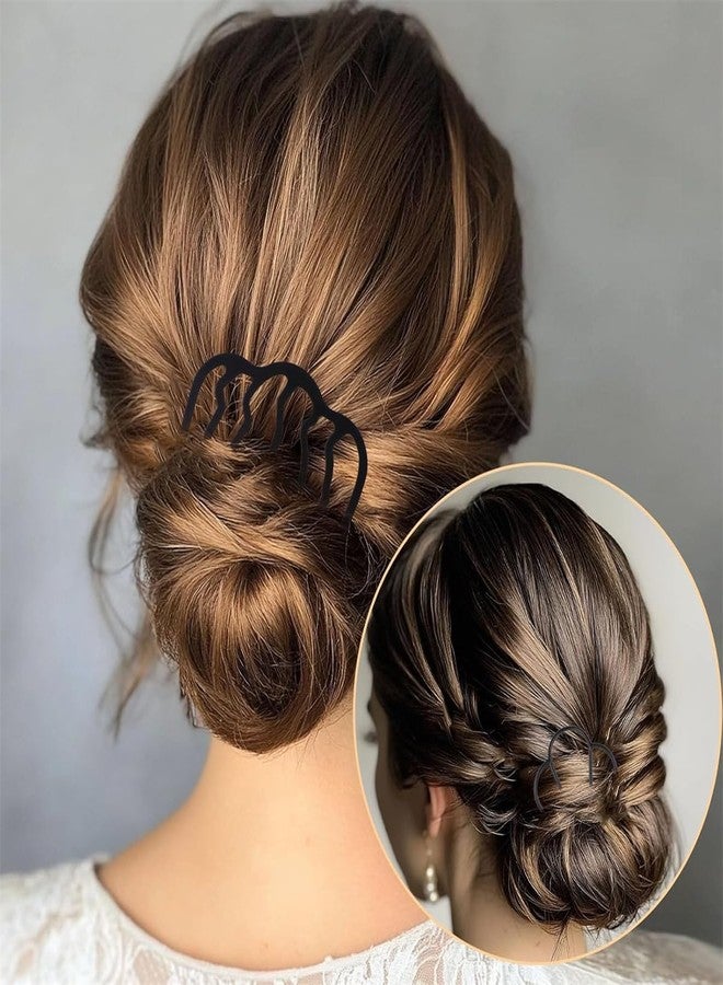 Metal Hair Combs Set for Updo Styling, 7 Piece French Twist Pins, Black U-Shaped Hair Forks, Hair Accessories for Women - Image 4