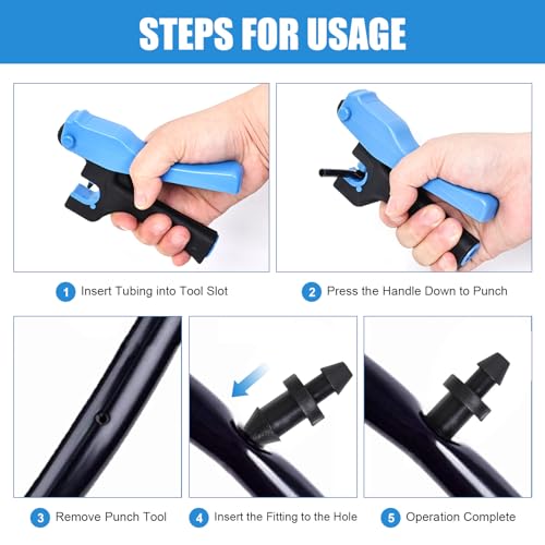 HOINCO Drip Irrigation Tubing Hole Punch,16/20mm PE Pipe Drip Irrigation Pipe Hand Punch,with Irrigation Plugs and Straight Through Hose Connector. - Image 4