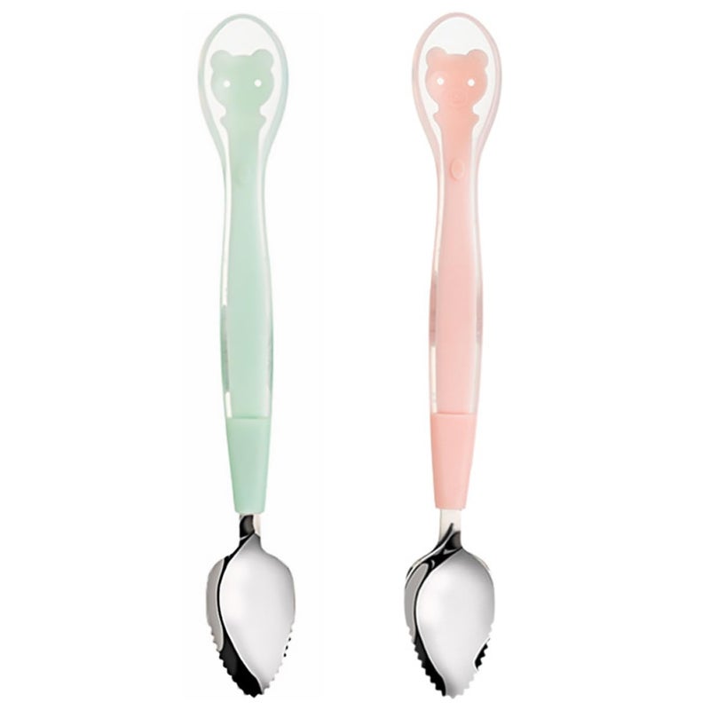 Soft Fruit Puree Spoon for Toddlers Double Sided Design 2 Pack for Boys Girls Dinners Picnics - Image 2