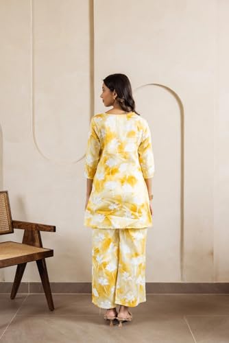 Kalaanj Kurta Set for Women || 2 pic co-ords Set for Women (KALSS25SP474_KB-Yellow-XL) - Image 3
