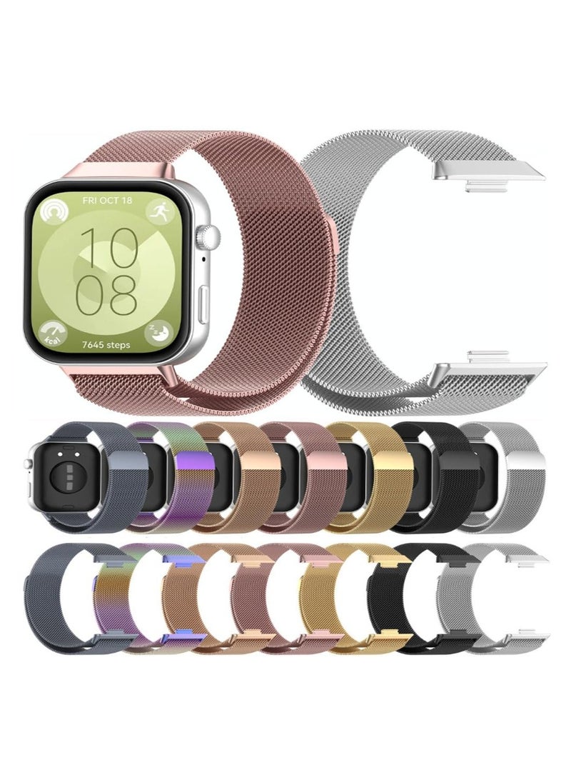 Loop Strap for Huawei Watch Fit 3 Stainless Steel Magnetic Bracelet Belt for Huawei Watch Fit3 Replacement (Silver) - Image 2