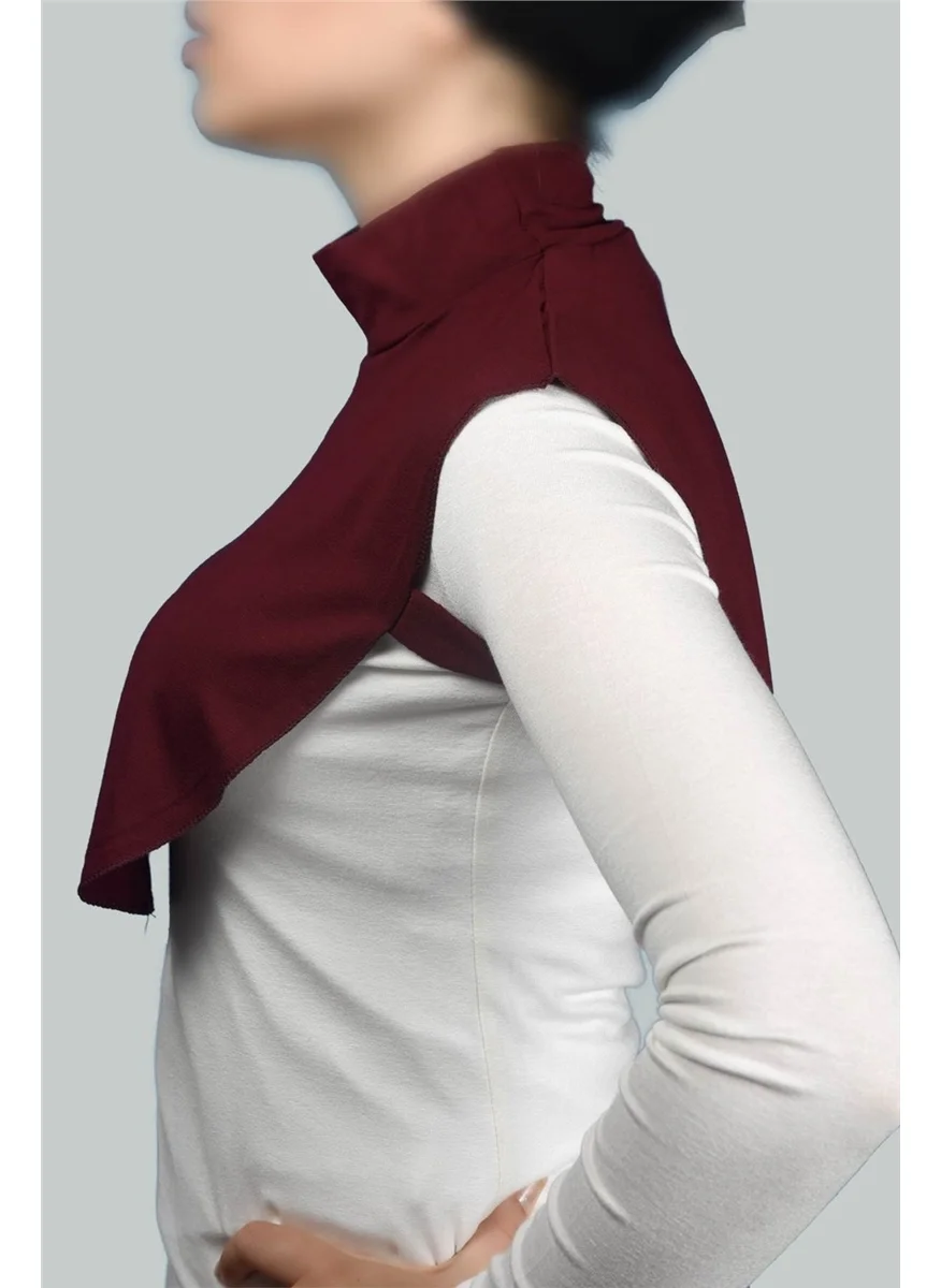 Altobeh Plain Turtleneck Turtleneck Combed Cotton Hijab Neck Collar - Claret Red