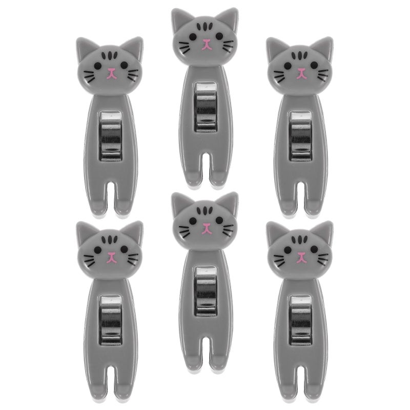 6pcs Cute Cat Clip Multi-functional Clothespin Food Sealing Clip Ticket Clip Photo Message Clip - Image 2