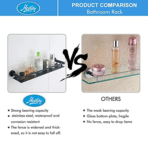 HANDY Heavy Duty Stainless Steel Bathroom Shelf, Single Shelves Wall Mounted, Shower Storage 16 inches, Matte Black Finish/Stainless Steel - Image 4