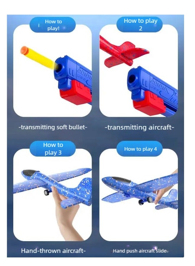 FLYHSO Two in one aircraft foam launcher one button ejection model and foam glider children's aircraft toy set - Image 2