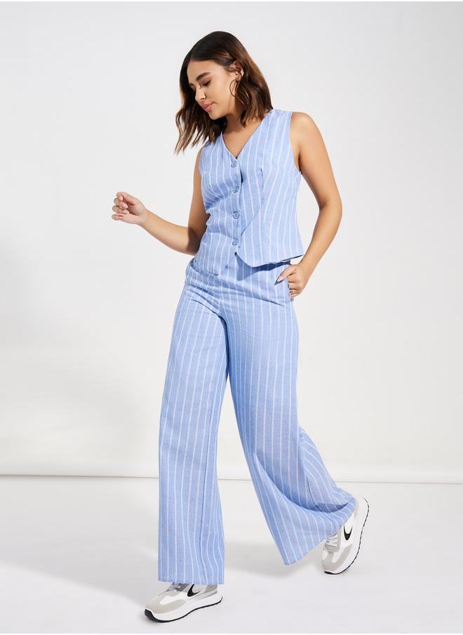 Styli Woven Striped Sleeveless Waistcoat  - Image 2