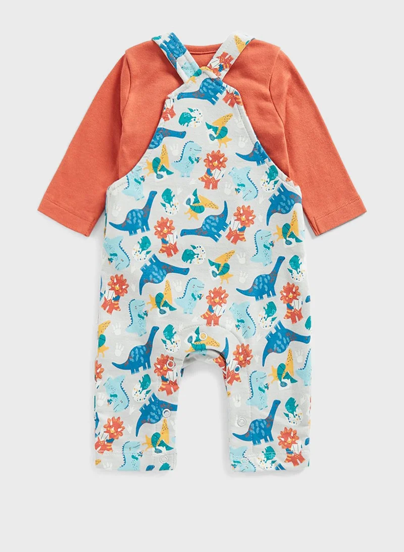 mothercare Infant Aop Dungaree & Bodysuit Set